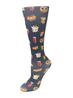 NEW Cutieful Therapeutic Compression Socks Fits Size 5-11 Snacktime Tacos Fries